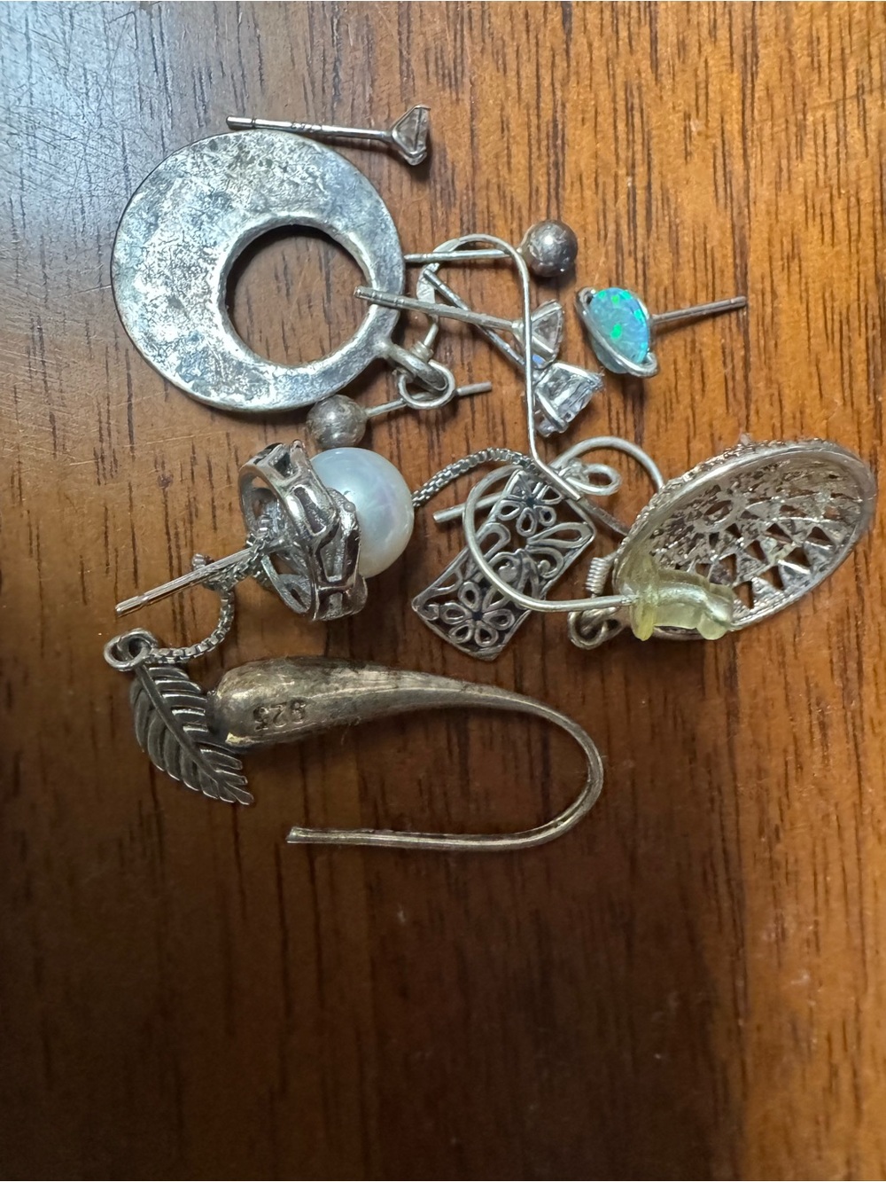 Lot of single 925 earrings mixed bunch